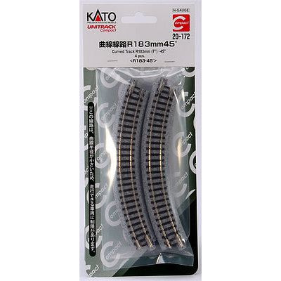 Kato N Scale Unitrack R183-45 Curve Track 4 Pieces