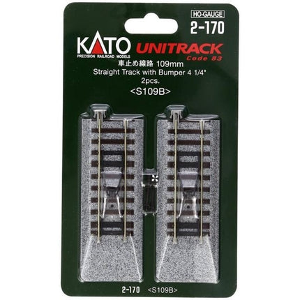 Kato HO Scale Unitrack 109mm Straight Track with Bumper 2 Pack