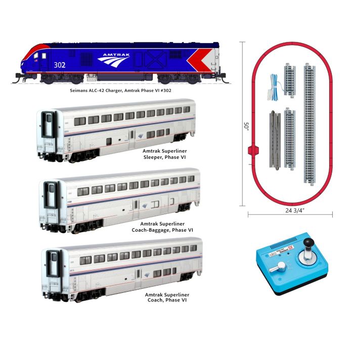 Ho scale amtrak deals superliner train set