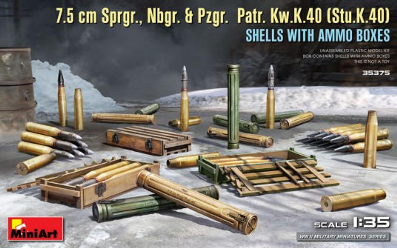Miniart 1/35 Miniart 7.5cm Sprgr., Nbgr. & Pzgr. Patr. KwK40 (StuK40 ...