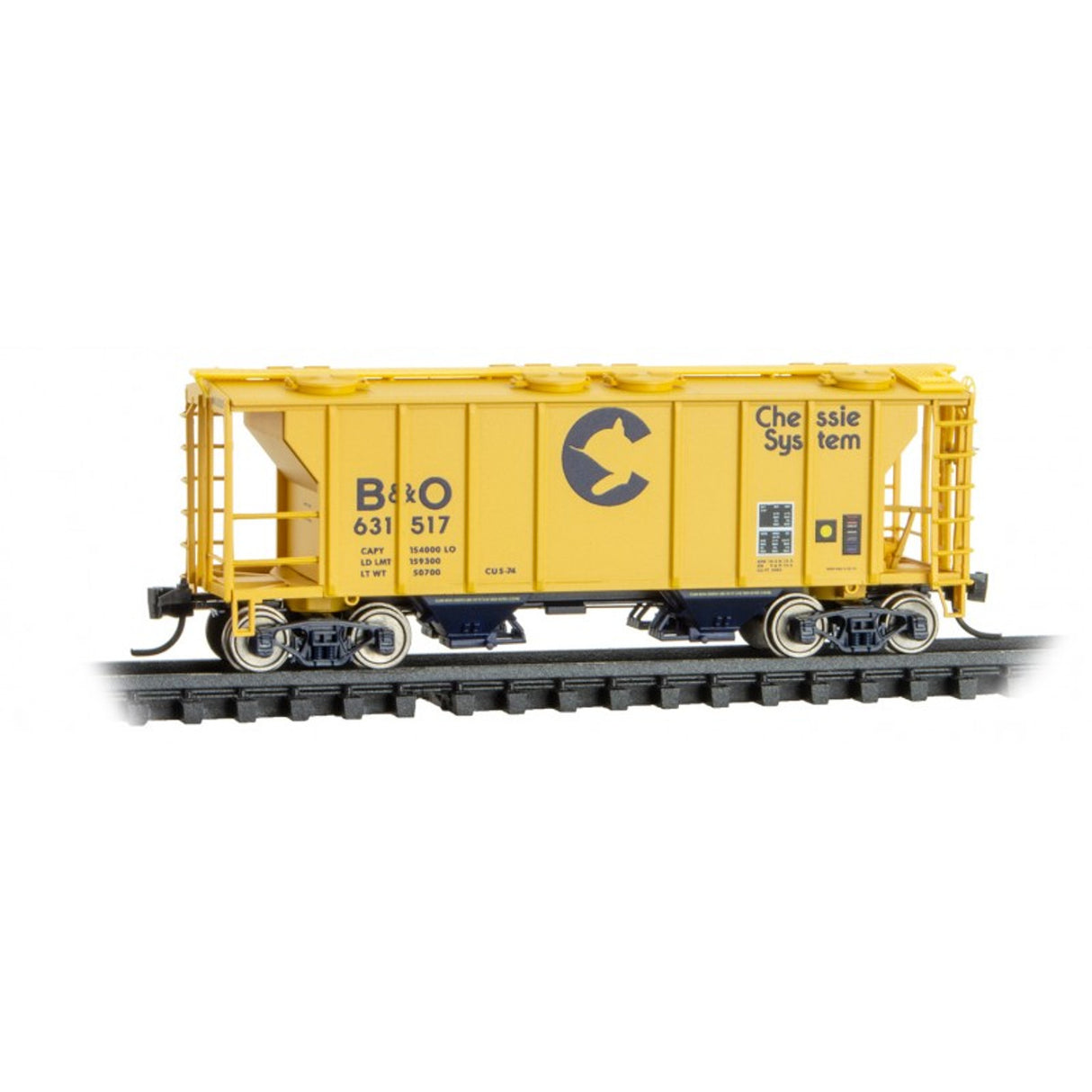 Micro Trains N Scale PS-2 2-Bay Covered Hopper Chessie B&O 631517