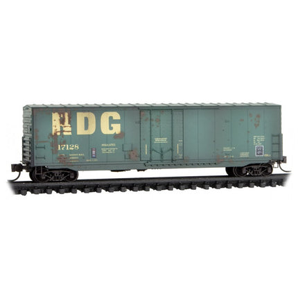 Micro Trains Line N 50' Standard Box Car, 8' Plug Door, w/o Rfwk, Short Ladders Reading weathered- Rd# 17128 - Rel. 6/23