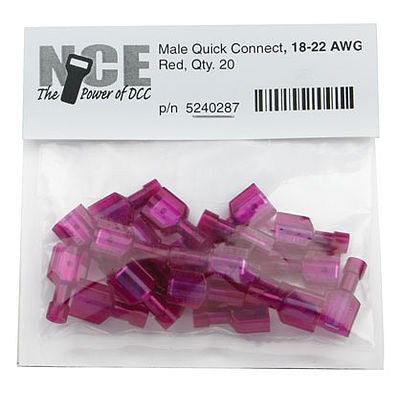 NCE DCC Male Quick Con Red 20pkg