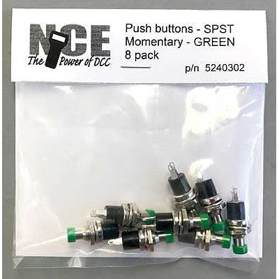 NCE DCC Btn8-Green Spst Pushbuttn