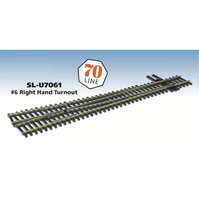 Peco HO Scale Left Hand #6 Turnout Right Code 70