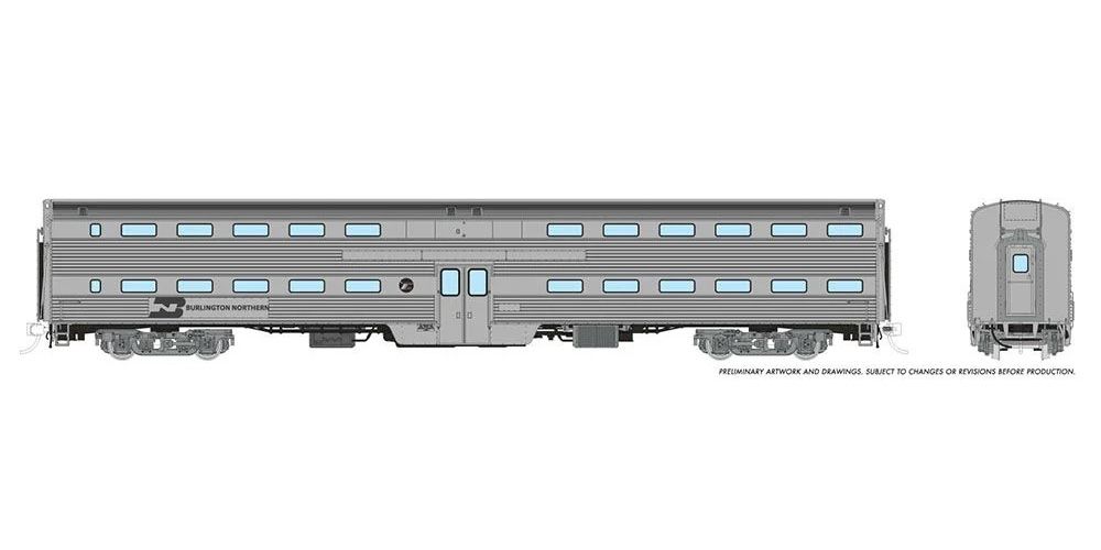 Rapido HO Scale Burlington Northern Gallery Commuter Coach Unnumbered  RAP145003