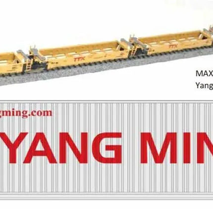 Kato N Scale MAXI-I Double Stack 5pk TTX #759368 w/Yang Ming Containers