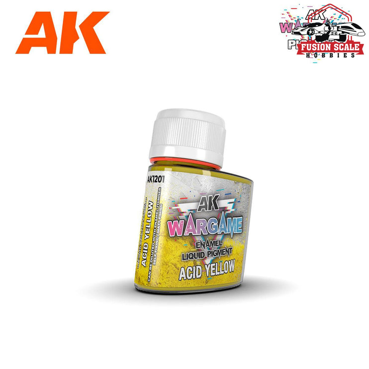 AK Interactive Wargame Enamel Liquid Pigments Acid Yellow 35ml - Fusion Scale Hobbies