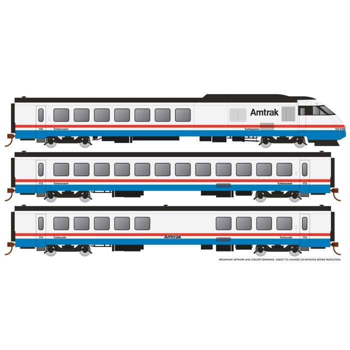 Rapido N Scale RTL Turboliner DC Only Set #2 Amtrak Phase III Late