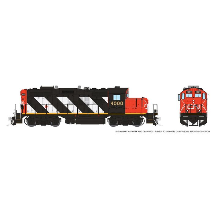 Rapido HO Scale GP9rm DC Only CN Stripes #4000
