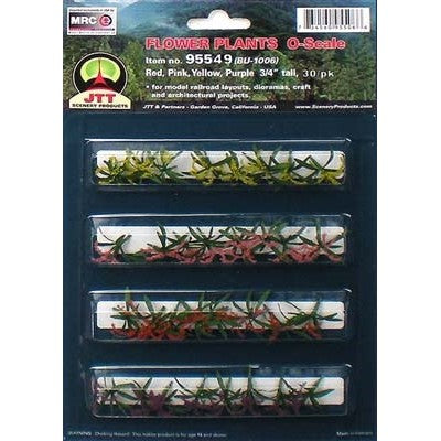 JTT O Flower Plants 3/4''  Red  Pink  Yellow  Purple