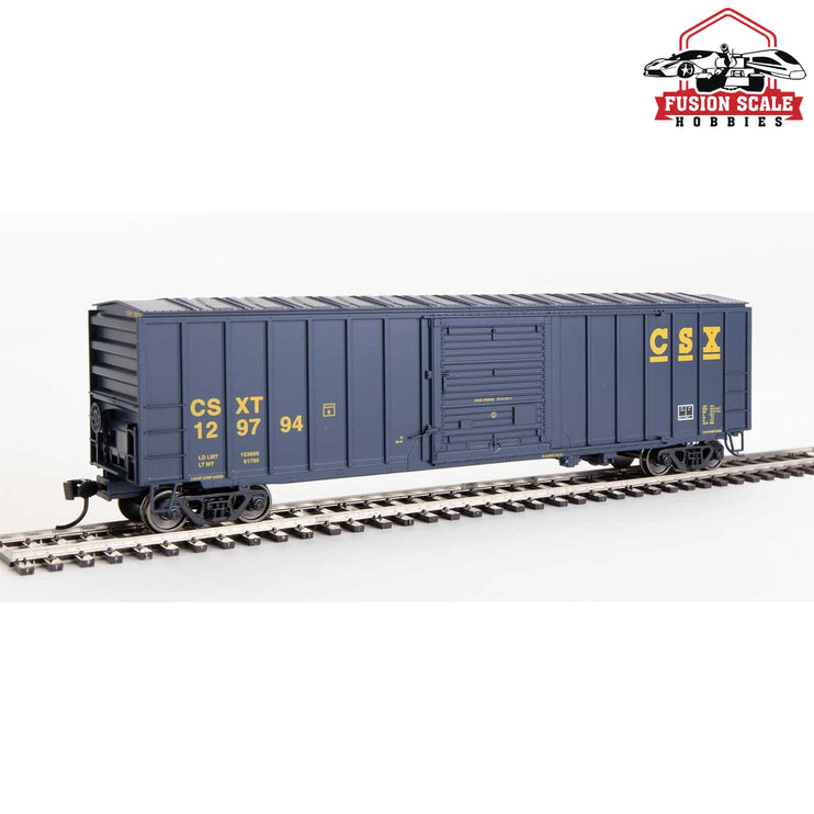 Walthers Mainline HO Scale 50' ACF Exterior Post Boxcar Ready to Run CSX Transportation #129794 (blue, yellow)