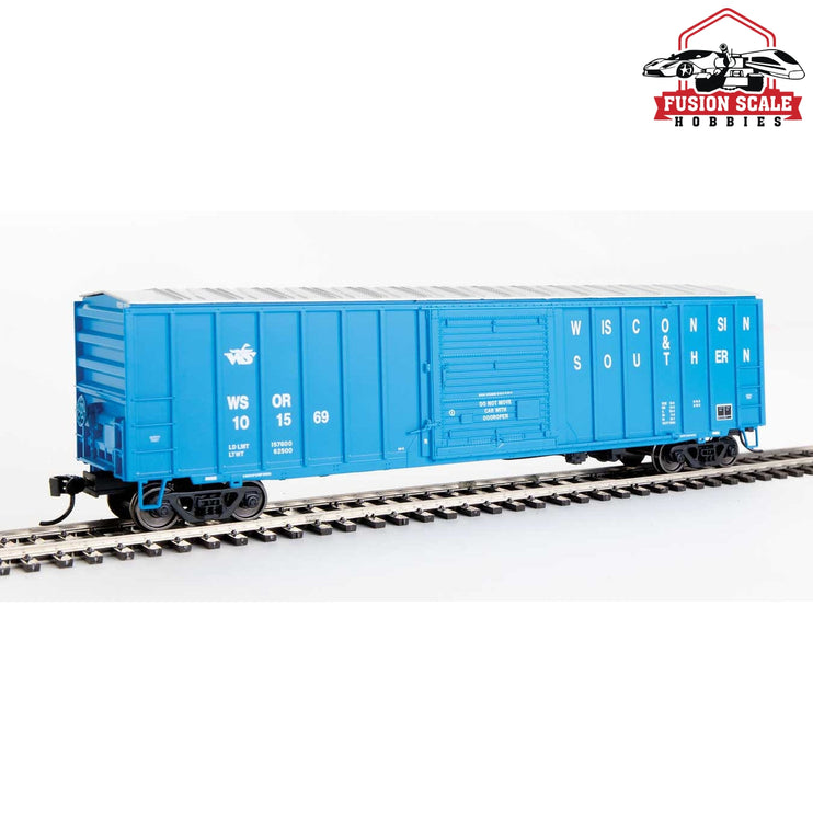 Walthers Mainline HO Scale 50' ACF Exterior Post Boxcar Ready to Run Wisconsin & Southern #101569 (blue, white; Small Goose Logo)