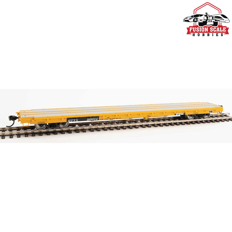 Walthers Mainline HO Scale 60' Pullman-Standard Flatcar Ready to Run TTX OTTX #90014 (Farm machinery service)