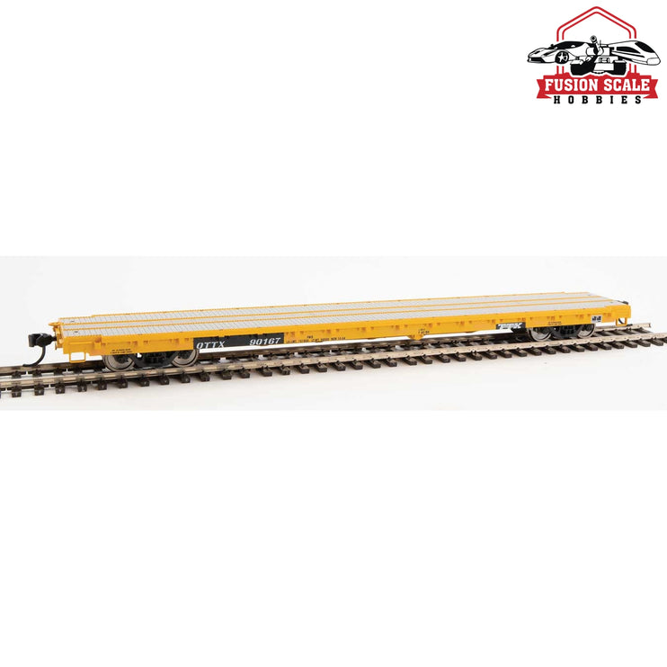 Walthers Mainline HO Scale 60' Pullman-Standard Flatcar Ready to Run TTX OTTX #90167 (Farm machinery service)