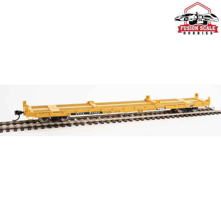 Walthers Mainline HO Scale 60' Pullman-Standard Flatcar Ready to Run Trailer-Train VTTX #91103 (20' & 40' Container Loading)