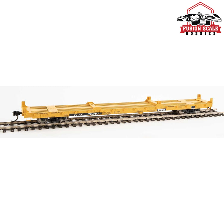 Walthers Mainline HO Scale 60' Pullman-Standard Flatcar Ready to Run Trailer-Train VTTX #92297 (20' & 40' Container Loading)