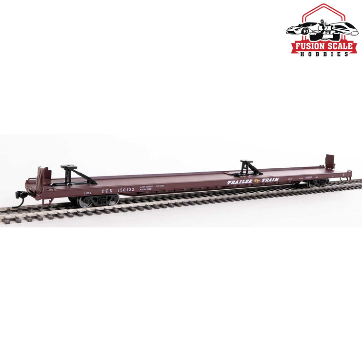 Walthers Mainline HO Scale 89' Channel Side Flatcar Ready to Run Trailer-Train  #150122 (1960s Brown, 40' Trailer Service)