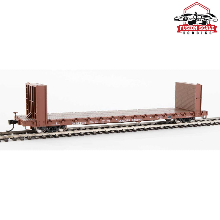 Walthers Mainline HO Scale 60' Pullman-Standard Bulkhead Flatcar (48' IL) Ready to Run Canadian National #621305