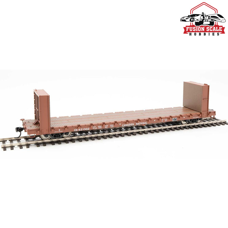 Walthers Mainline HO Scale 60' Pullman-Standard Bulkhead Flatcar (48' IL) Ready to Run Canadian National #621302