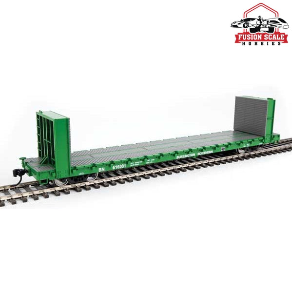 Walthers Mainline HO Scale 60' Pullman-Standard Bulkhead Flatcar (48' IL) Ready to Run Burlington Northern #616081