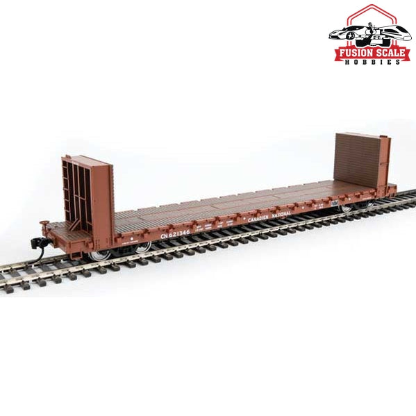 Walthers Mainline HO Scale 60' Pullman-Standard Bulkhead Flatcar (48' IL) Ready to Run Canadian National #621346