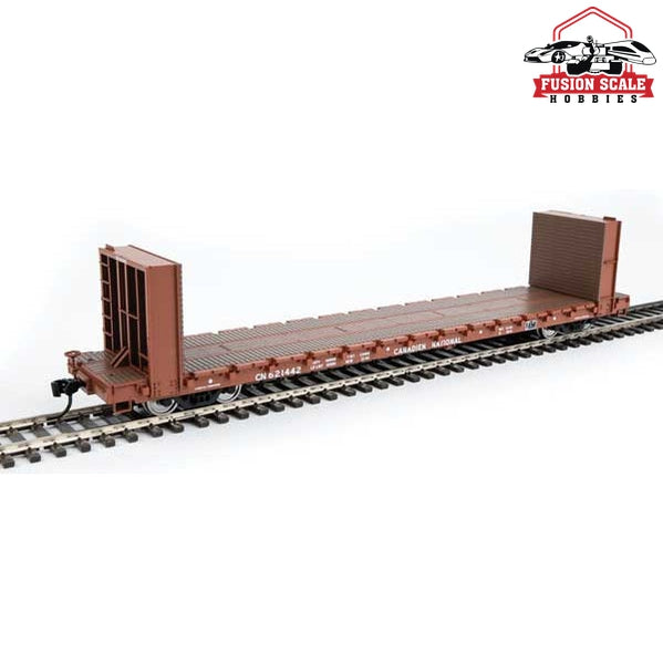 Walthers Mainline HO Scale 60' Pullman-Standard Bulkhead Flatcar (48' IL) Ready to Run Canadian National #621442