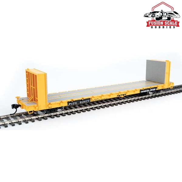 Walthers Mainline HO Scale 60' Pullman-Standard Bulkhead Flatcar (48' IL) Ready to Run\ PTTX #93477 (yellow)