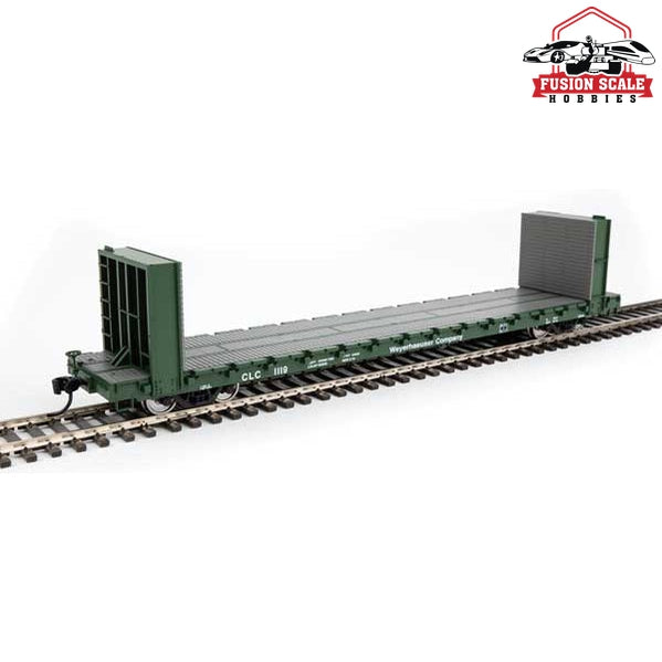 Walthers Mainline HO Scale 60' Pullman-Standard Bulkhead Flatcar (48' IL) Ready to Run Weyerhaeuser #1119