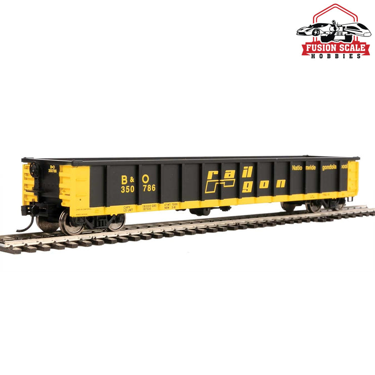 Walthers Mainline HO Scale 53' Railgon Gondola Ready To Run Baltimore & Ohio #350786 (patch; black, yellow)