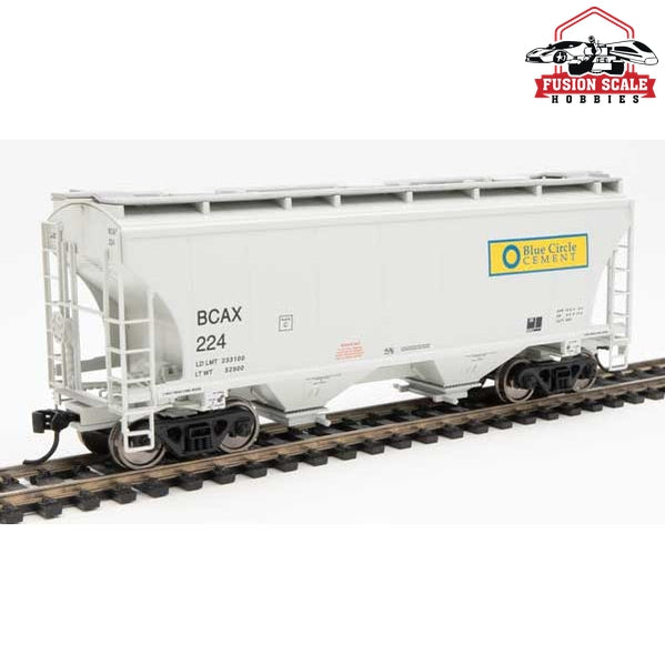 Walthers Mainline HO Scale 39' Trinity 3281 2-Bay Covered Hopper Ready to Run Blue Circle Cement #224