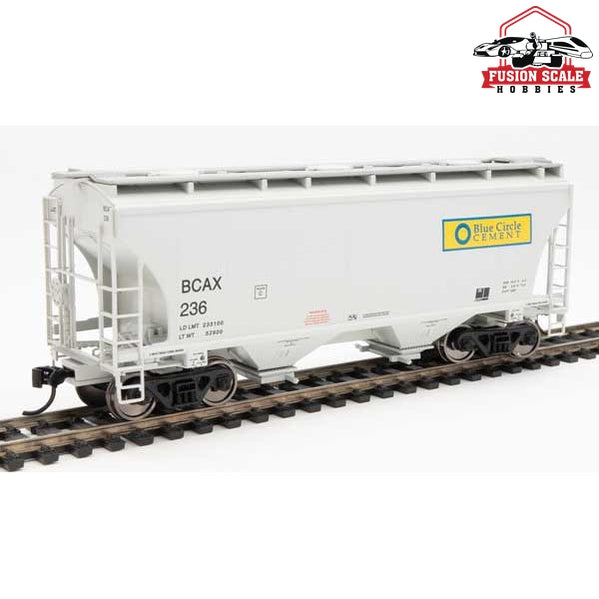 Walthers Mainline HO Scale 39' Trinity 3281 2-Bay Covered Hopper Ready to Run Blue Circle Cement #236