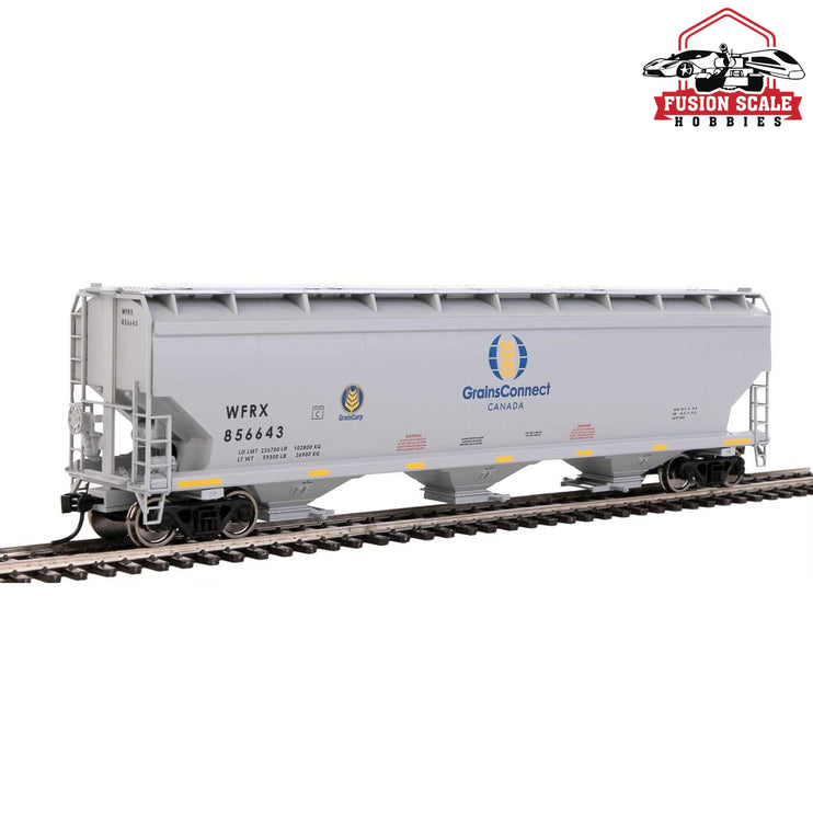 Walthers Mainline HO Scale 60' NSC 5150 3-Bay Covered Hopper Ready to Run GrainsConnect WFRX #856643