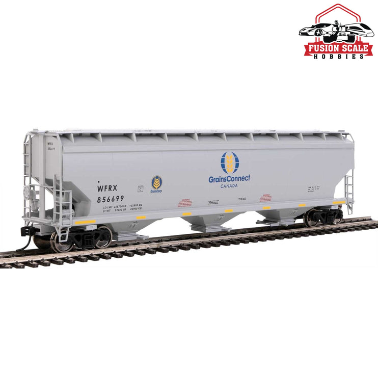 Walthers Mainline HO Scale 60' NSC 5150 3-Bay Covered Hopper Ready to Run GrainsConnect WFRX #856669