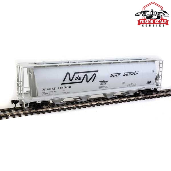 Walthers Mainline HO Scale 59' Cylindrical Hopper Ready to Run National Railways of Mexico NdeM #118562 (gray, black Script Lettering)