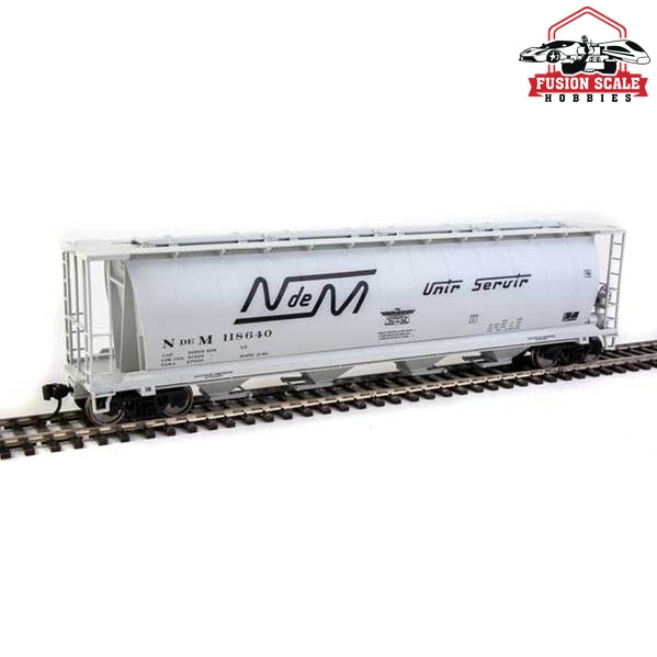 Walthers Mainline HO Scale 59' Cylindrical Hopper Ready to Run National Railways of Mexico NdeM #118640 (gray, black Script Lettering)