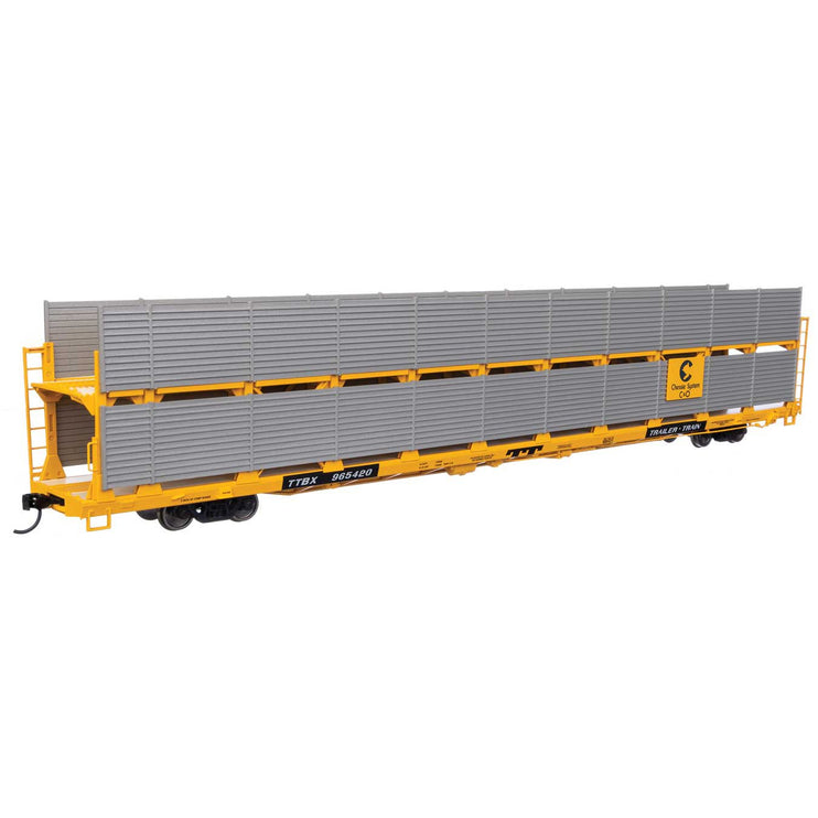 Walthers Mainline HO Scale Chesapeake & Ohio Rack / Trailer-Train Flatcar TTBX #965420 89' Flatcar w/Bi-Level Shielded Auto Rack