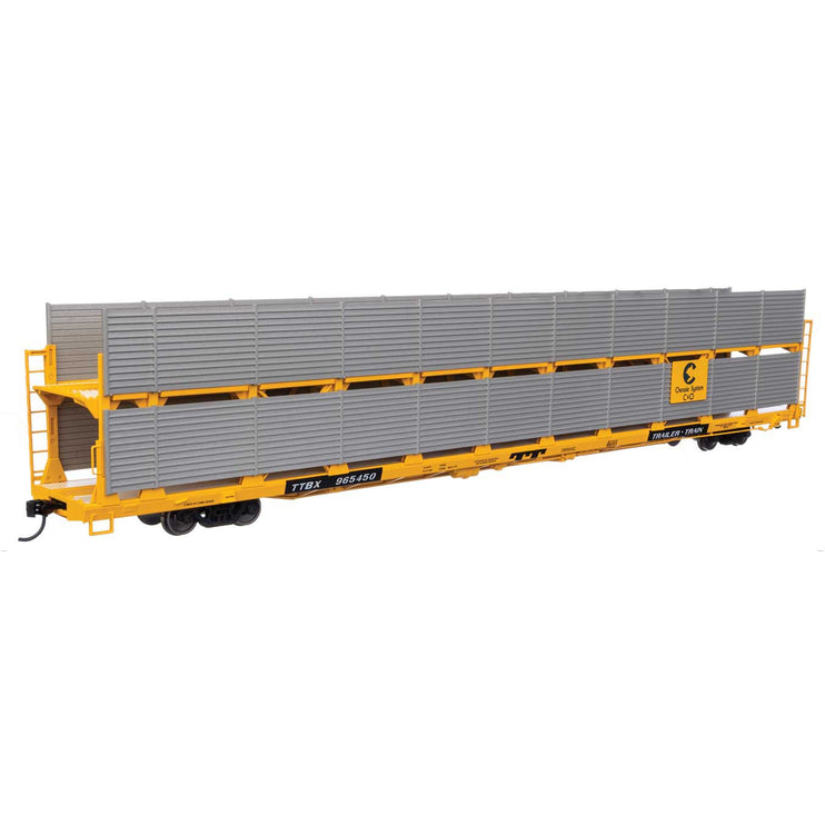 Walthers Mainline HO Scale Chesapeake & Ohio Rack / Trailer-Train Flatcar TTBX #965450 89' Flatcar w/Bi-Level Shielded Auto Rack