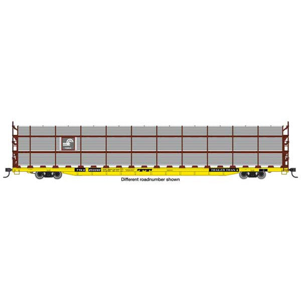 Walthers Mainline HO Scale 89' Flatcar w/Tri-Level Shielded Auto Rack Conrail #850271, TTKX Flatcar (yellow)