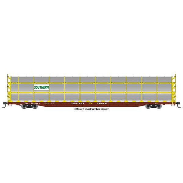 Walthers Mainline HO Scale 89' Flatcar w/Tri-Level Shielded Auto Rack Southern #962044