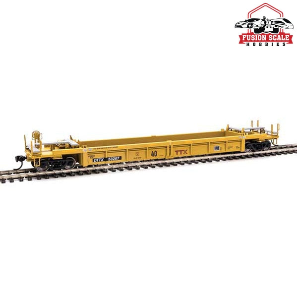 Walthers Mainline HO Scale Thrall Rebuilt 40' Well Car Ready to Run Trailer-Train DTTX #53267 (yellow, black; Large Maroon Logo)