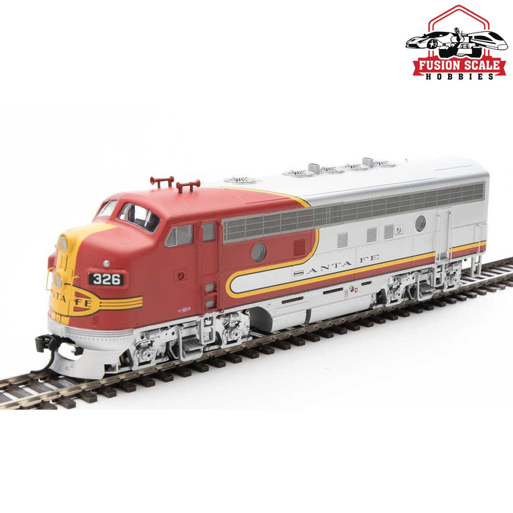 Walthers Mainline HO Scale EMD F7 A-B Set Standard DC Santa Fe #326, 326 (Passenger Warbonnet; red, silver, black)