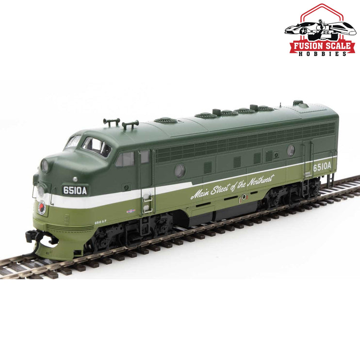 Walthers Mainline HO Scale EMD F7 A-B Set Standard DC Northern Pacific #6510A, 6510B (Two-Tone Green, white, black)