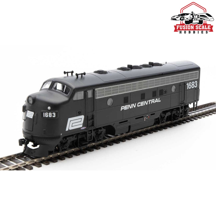 Walthers Mainline HO Scale EMD F7 A-B Set Standard DC Penn Central #1683, 3464 (black, white)