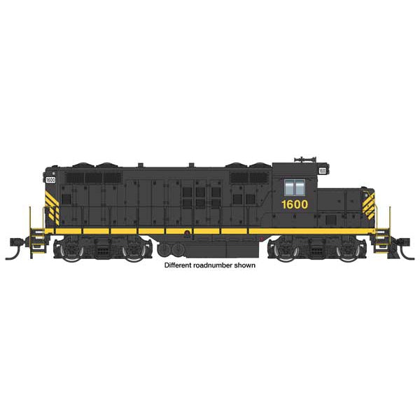 Walthers Mainline HO Scale EMD GP9 Phase II Chopped Nose DC Leased Unit #1603 (black w/yellow stripes numbered unlettered)