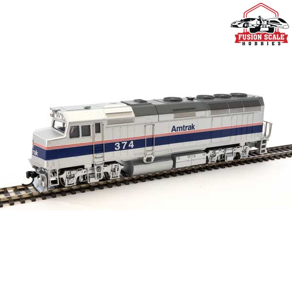 Walthers Mainline HO Scale EMD F40PH ESU Sound and DCC Amtrak(R) #374 (Phase IV; silver, Wide Blue, Thin Red, White Stripes)