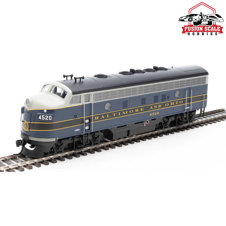 Walthers Mainline HO Scale EMD F7 A ESU Sound and DCC Baltimore & Ohio #4520 (blue, gray, black, dulux)