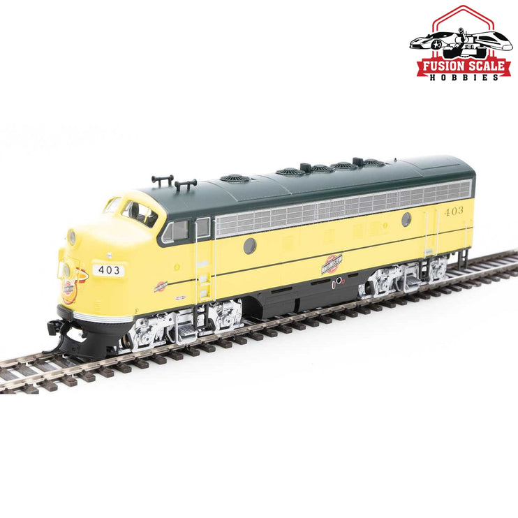 Walthers Mainline HO Scale EMD F7 A ESU Sound and DCC Chicago & North Western(TM) #403 (yellow, green, black, silver)