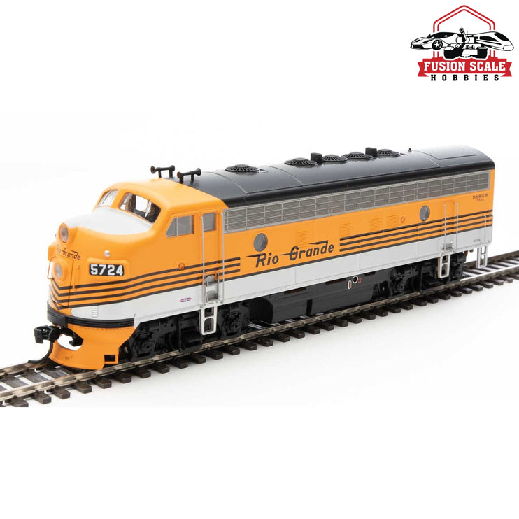 Walthers Mainline HO Scale EMD F7 A-B Set ESU Sound and DCC Denver & Rio Grande Western(TM) #5724, #5712 (Grande Gold, silver, black)