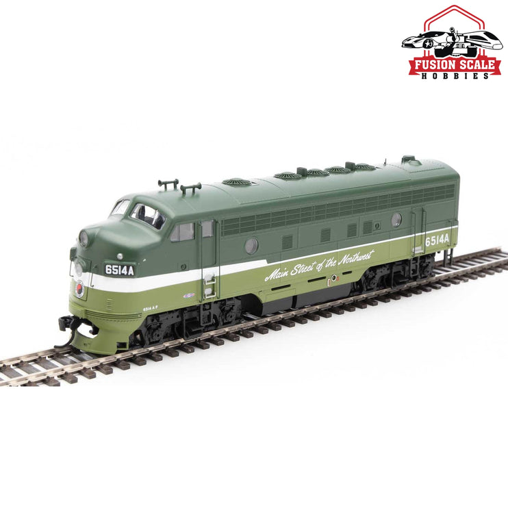 Walthers Mainline HO Scale EMD F7 A ESU Sound and DCC Northern Pacific #6514A (Two-Tone Green, white, black)